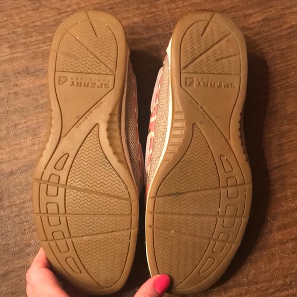 SPERRY TWO EYE TOPSIDERS PINK TAN BOAT SHOES LOAFERS size 7 - Picture 6 of 7